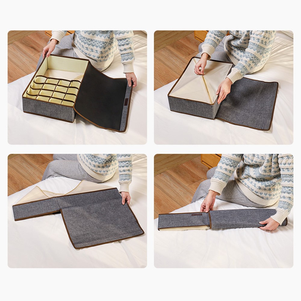 WEEKEIGHT TB-0753 Large Size 17 Grids Underwear Storage Box Bras Socks Moisture-proof Dust-proof Organizer Box - Dark Grey-2