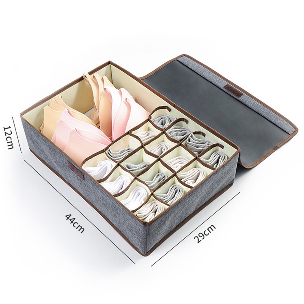 WEEKEIGHT TB-0753 Large Size 17 Grids Underwear Storage Box Bras Socks Moisture-proof Dust-proof Organizer Box - Dark Grey-8