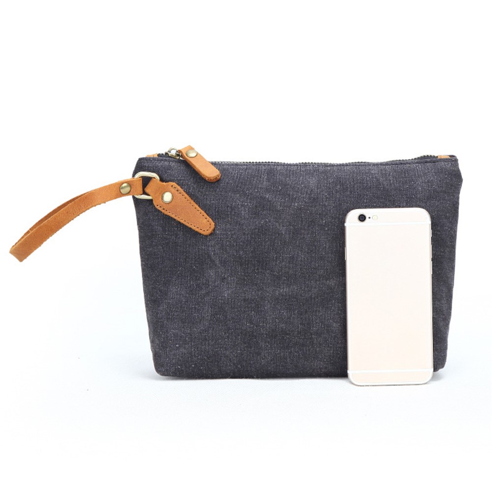 JCCOTTON Batik Canvas Casual Clutch Bag Zipper Purse Coins Cash Keys Storage Bag - Army Green-3