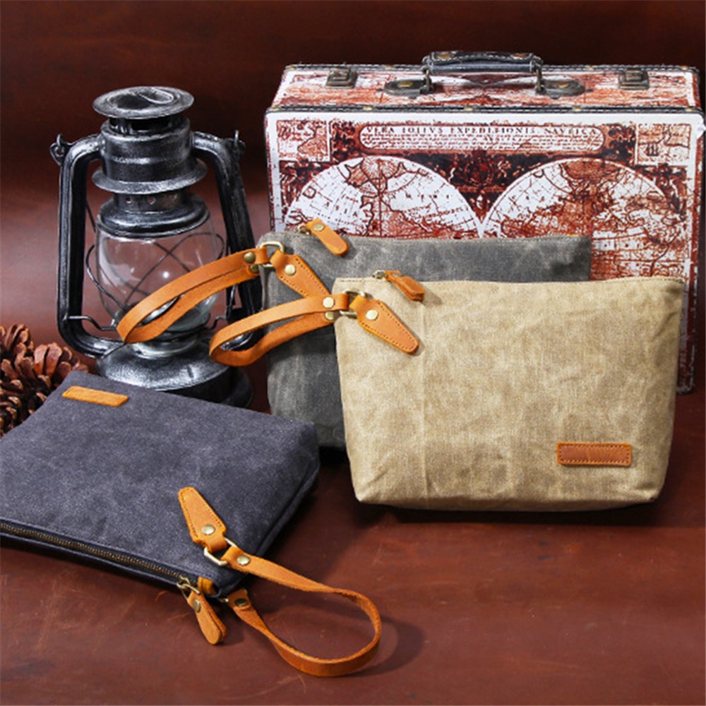 JCCOTTON Batik Canvas Casual Clutch Bag Zipper Purse Coins Cash Keys Storage Bag - Army Green-5