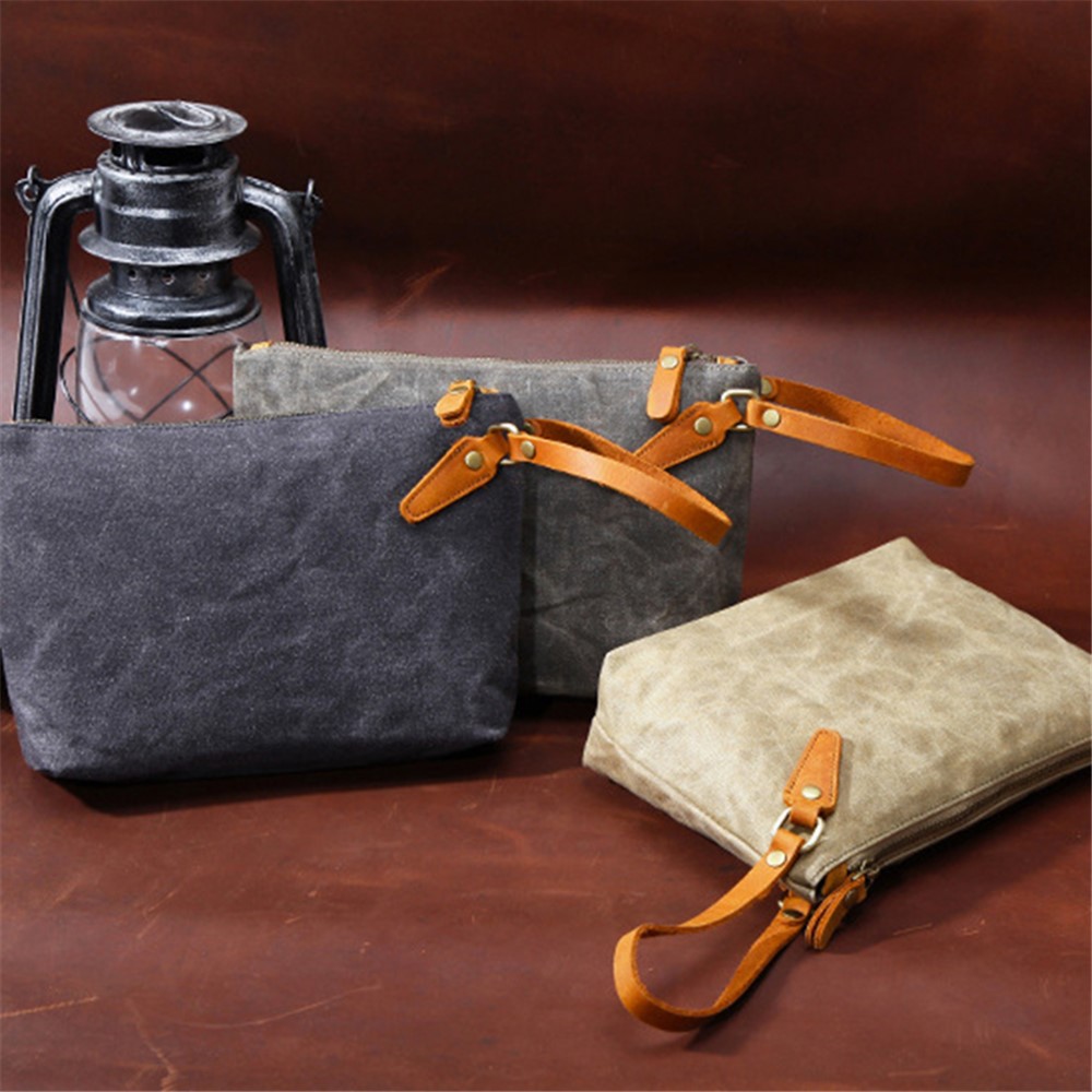 JCCOTTON Batik Canvas Casual Clutch Bag Zipper Purse Coins Cash Keys Storage Bag - Army Green-6