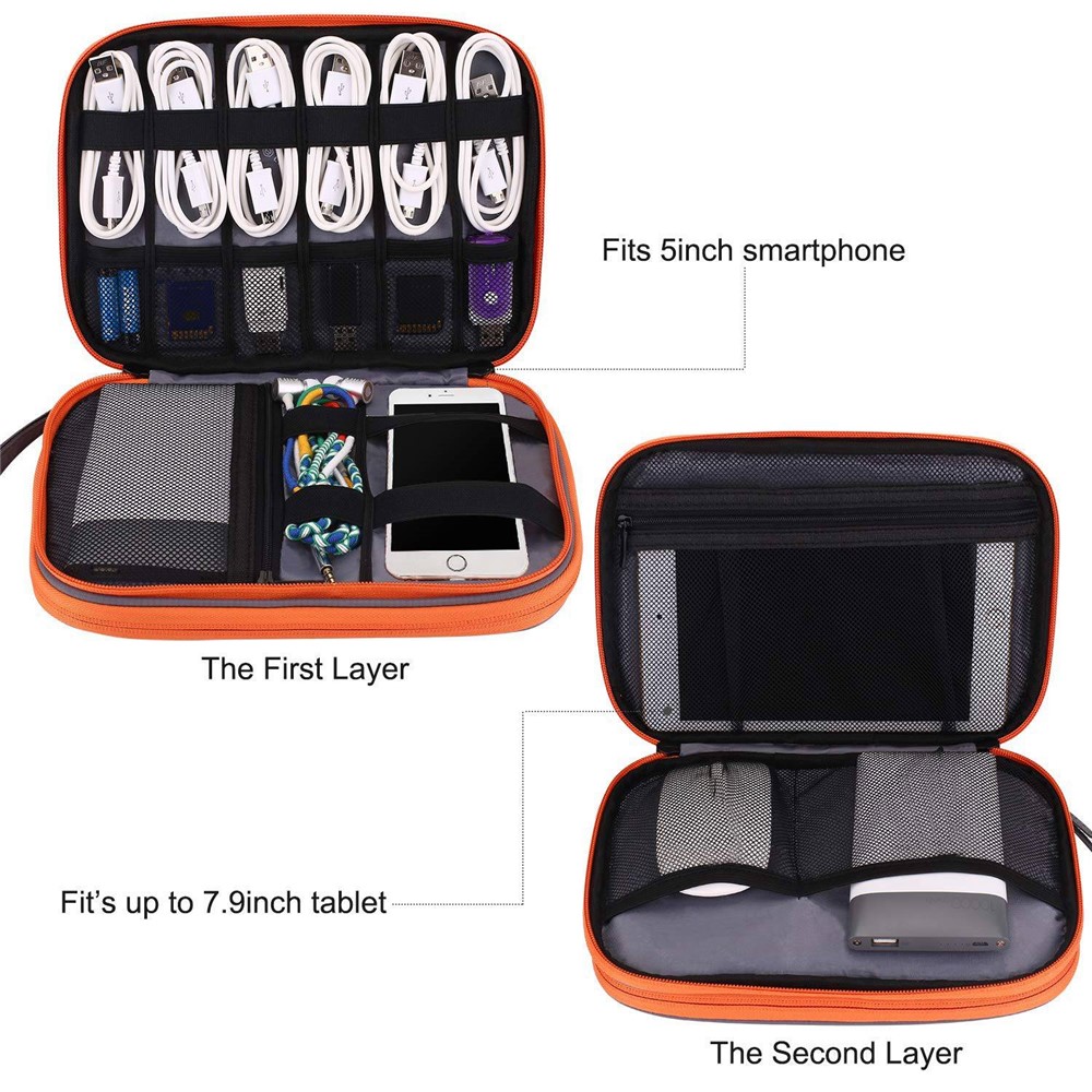 MAPLESTORY MD038 Cable Organizer Travel Bag Pouch Electronics Accessories Carry Box Portable Waterproof All-in-One Storage Case, Size: M - Light Grey-3