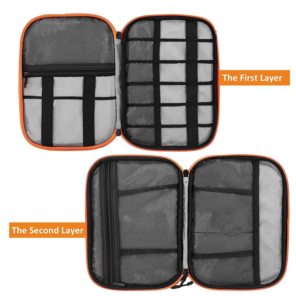 MAPLESTORY MD038 Cable Organizer Travel Bag Pouch Electronics Accessories Carry Box Portable Waterproof All-in-One Storage Case, Size: M - Light Grey-4