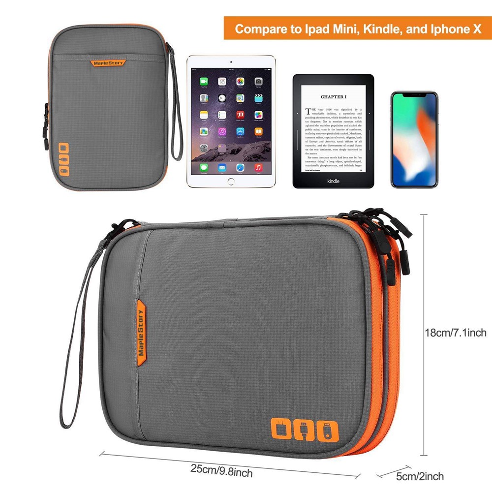 MAPLESTORY MD038 Cable Organizer Travel Bag Pouch Electronics Accessories Carry Box Portable Waterproof All-in-One Storage Case, Size: M - Light Grey-6