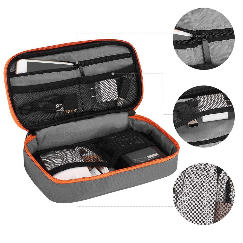 MAPLESTORY MD040 Portable Electronic Organizer Universal Cord Storage Case Carrying Box for Charger/Hard Drive/Charging Cable/Cell Phone/Power Bank, Size: S - Light Grey-3