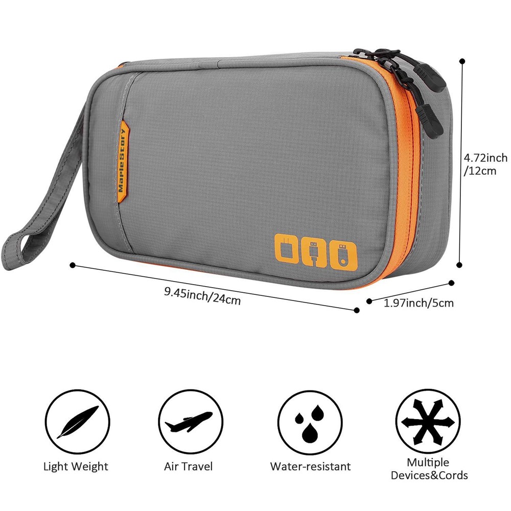 MAPLESTORY MD040 Portable Electronic Organizer Universal Cord Storage Case Carrying Box for Charger/Hard Drive/Charging Cable/Cell Phone/Power Bank, Size: S - Light Grey-4