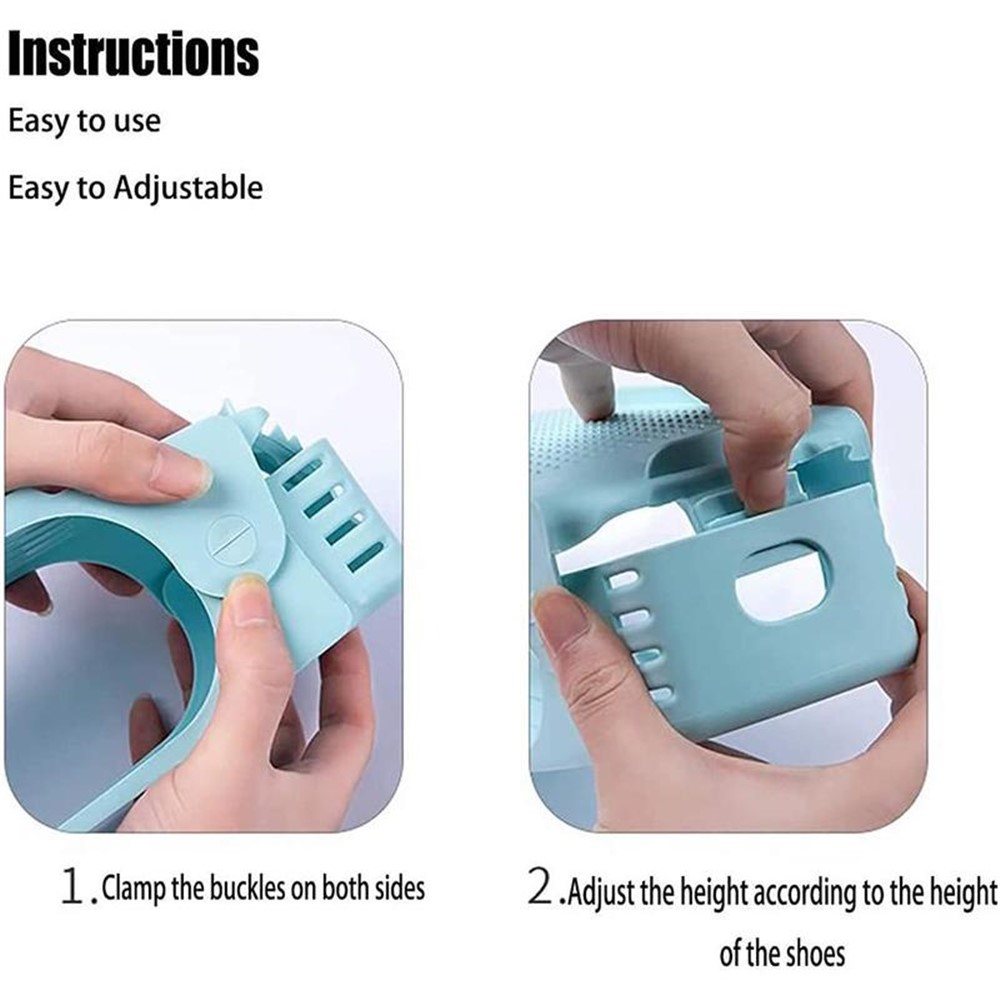 Double Layer Adjustable Shoe Rack Space Saving Shoe Holder Cabinet Layered Shoe Organizer for Home Dormitory - Baby Blue-7