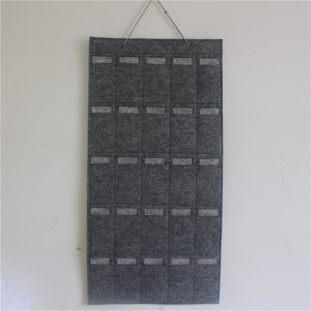 25 Slots Wall Hanging Felt Sunglasses Holder Bag Eyeglasses Storage Pouch Organizer, Style B - Dark Grey-2