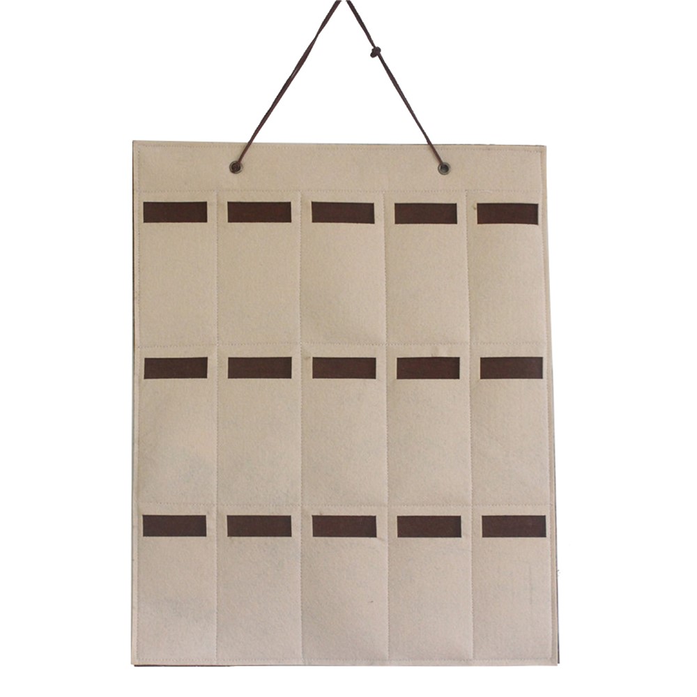 15 Slots Felt Sunglasses Holder Wall Hanging Bag Eyeglasses Storage Pouch Organizer, Style A - Beige-1