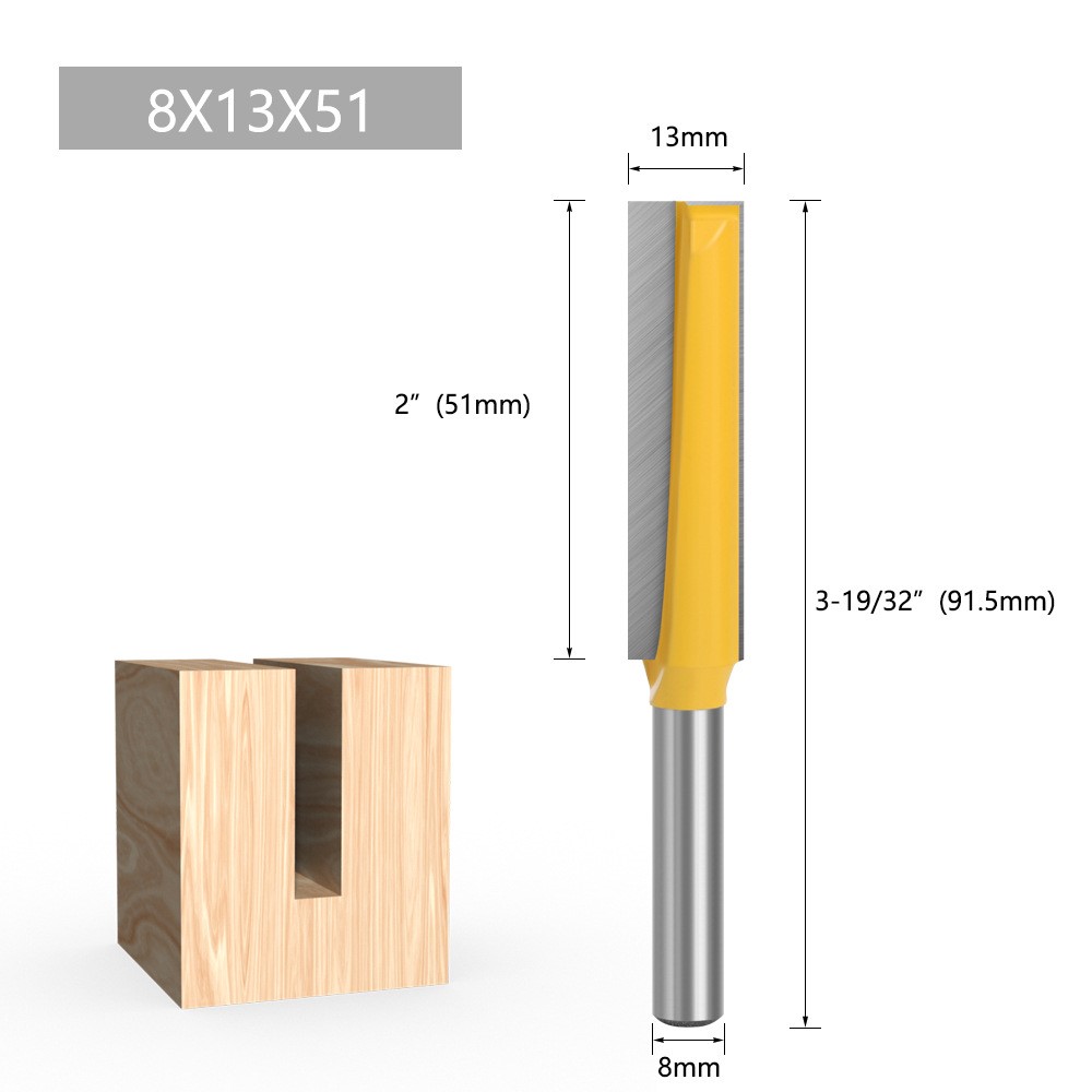 4PCS 8mm Shank Wood Trimmers Router Hard Metal Cutter Woodworking Long Plunge Knife with Plastic Box-11
