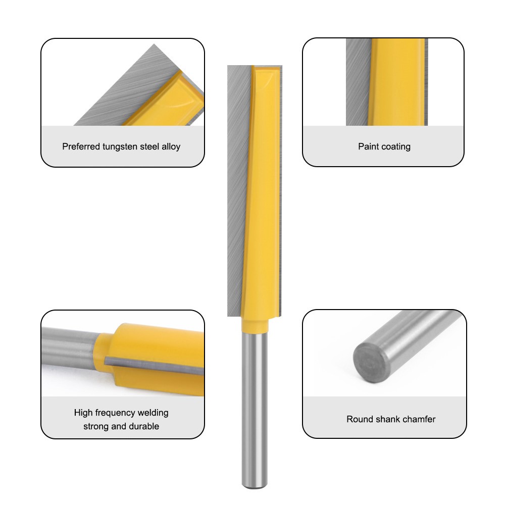 4PCS 8mm Shank Wood Trimmers Router Hard Metal Cutter Woodworking Long Plunge Knife with Plastic Box-4