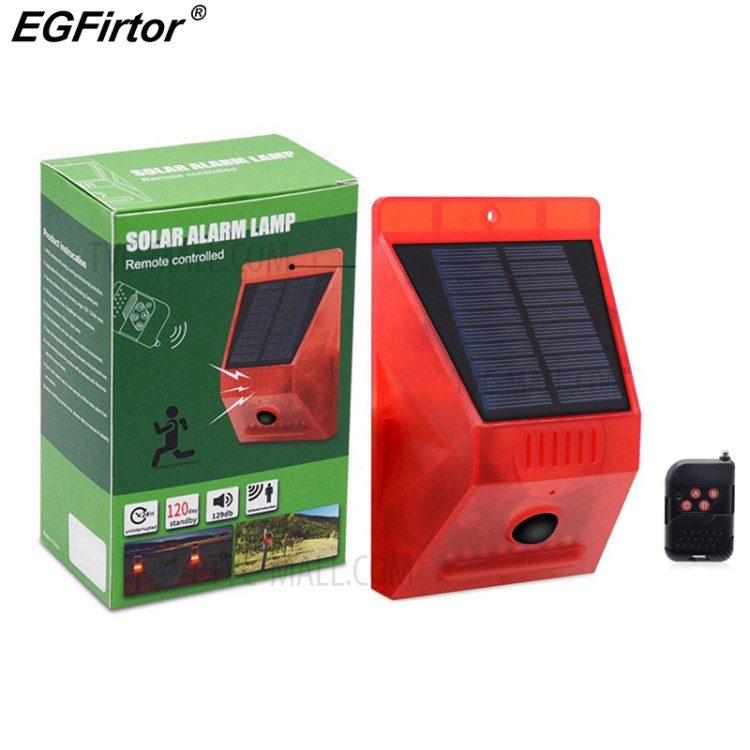 Solar Infrared Motion Sensor Alarm Light Siren Strobe Detector (N911C)-8