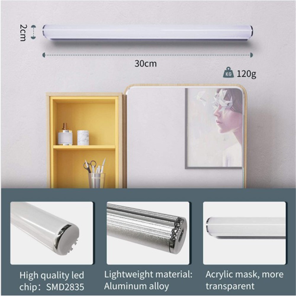 Rechargeable Touch Switch Beauty Mirror Front Light Vanity Dressing Mirror LED Light Bar-5