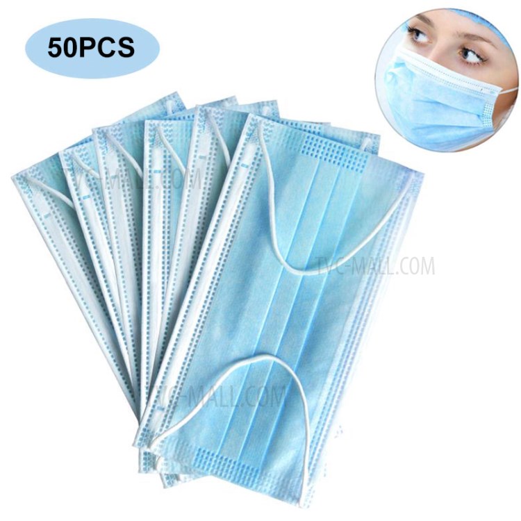 50Pcs/Box Disposable Surgical Mask Medical Dental Face Masks Breathable ...