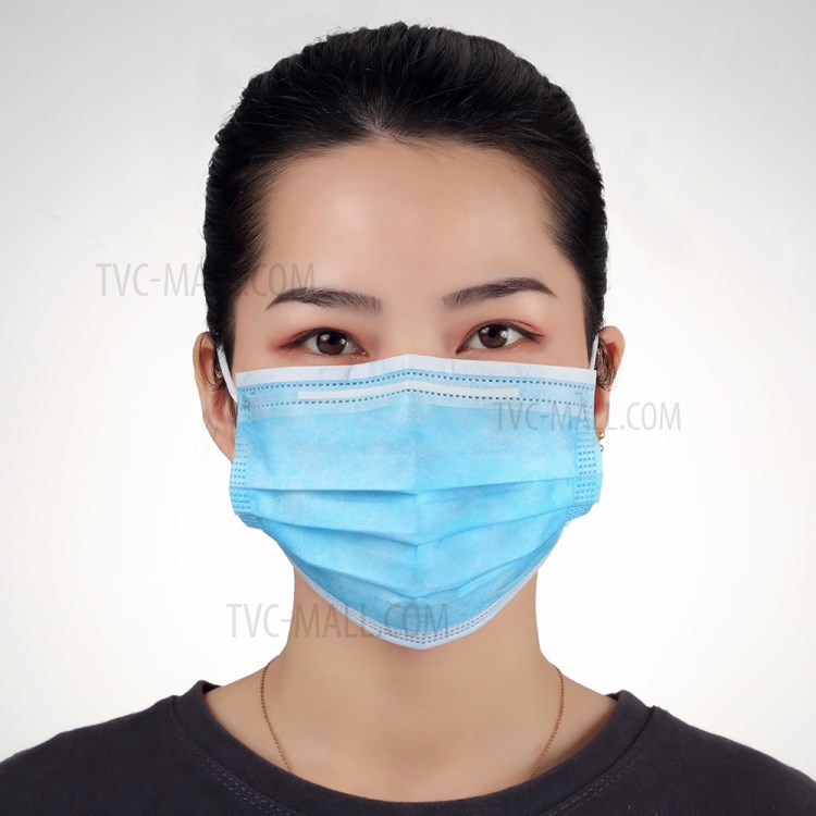 Certificato 50pcs / Box CE Maschere Monouso 3 Strati Medico Sanitario Maschere Chirurgiche Antipolvere Anti-virus Respirabili Maschere Di Bocca Faccia Con Earloop-2