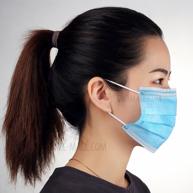 Certificato 50pcs / Box CE Maschere Monouso 3 Strati Medico Sanitario Maschere Chirurgiche Antipolvere Anti-virus Respirabili Maschere Di Bocca Faccia Con Earloop-5