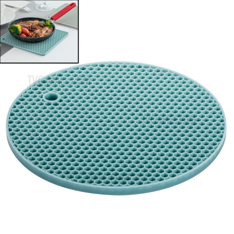 XIAOMIYOUPIN JORDAN JUDY HO018 Double-sided Honeycomb Place Mat Insulation Placemat Silicone Round Double-sided Placemat Kitchen Thicken Anti-scald Placemat Table Mat - Dark Blue-1