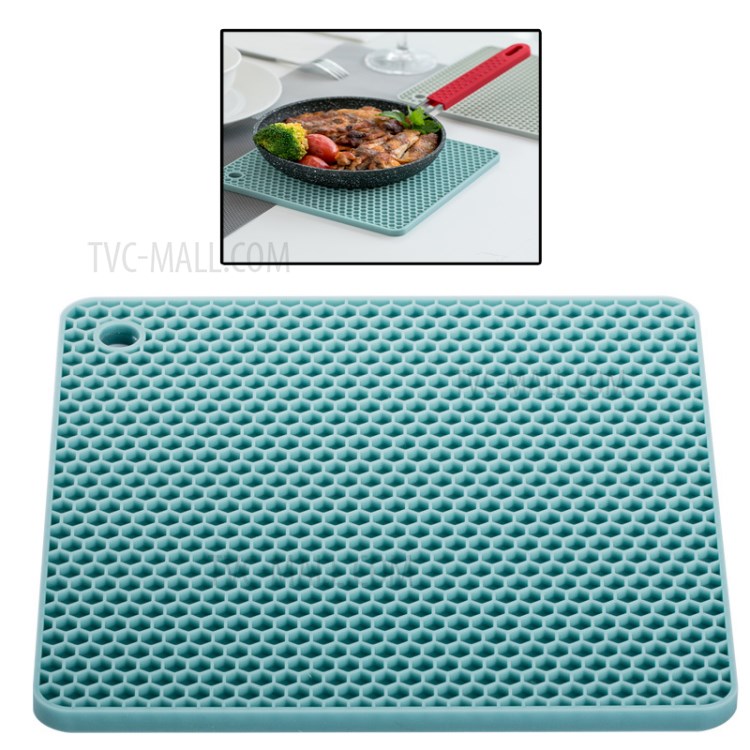 XIAOMIYOUPIN JORDAN JUDY HO019 Double-sided Honeycomb Place Mat Insulation Placemat Silicone Square Double-sided Placemat Kitchen Thicken Anti-scald Placemat Table Mat - Dark Blue-1