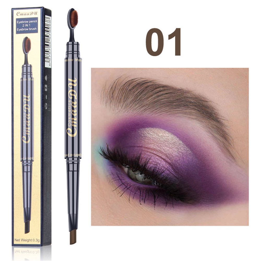 Double Eyebrow Pen with Brush Toothbrush Head Eyebrow Pencil Natural Long Lasting Eye Makeup - Light Brown-1