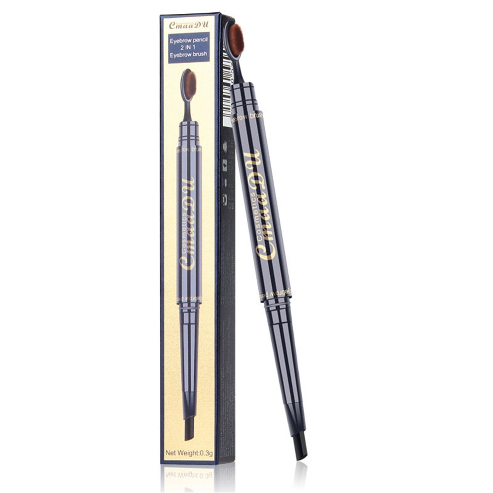 Double Eyebrow Pen with Brush Toothbrush Head Eyebrow Pencil Natural Long Lasting Eye Makeup - Light Brown-2
