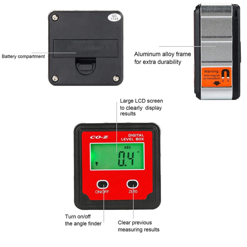 LCD Digital Inclinometer Electron Goniometers 4X90 Degree Magnetic Base Digital Protractor Angle Finder-4