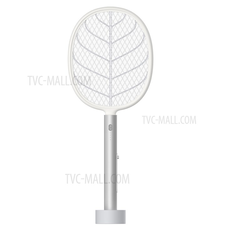 358 2 En 1 USB Rechargeable Mosquito Electric Mosquito Swatter Bug Fly Trappe Raquette Mosquito Killer Lampe - Blanc-1