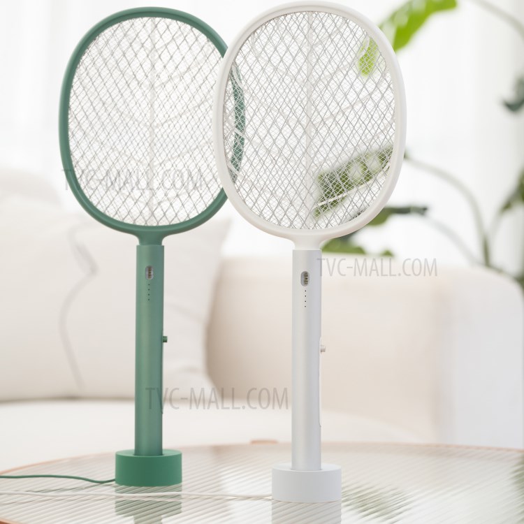358 2 En 1 USB Rechargeable Mosquito Electric Mosquito Swatter Bug Fly Trappe Raquette Mosquito Killer Lampe - Blanc-7