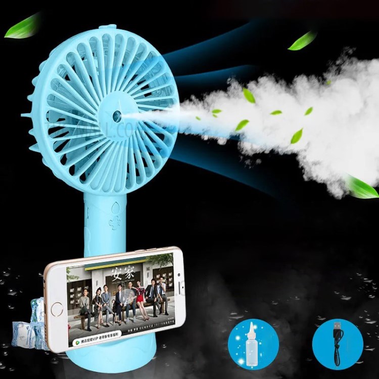 Handheld Nano Spray Fan Portable USB Fan with Phone Stand for Home Outdoor - Pink-6