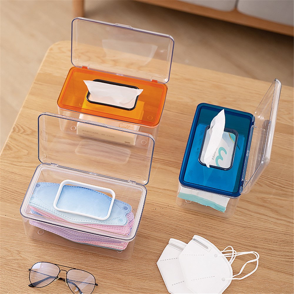 YM-6501 20Pcs Empty Face Mask Storage Box Dispenser with Spring Tissue Paper Holder Organizer - Orange-4