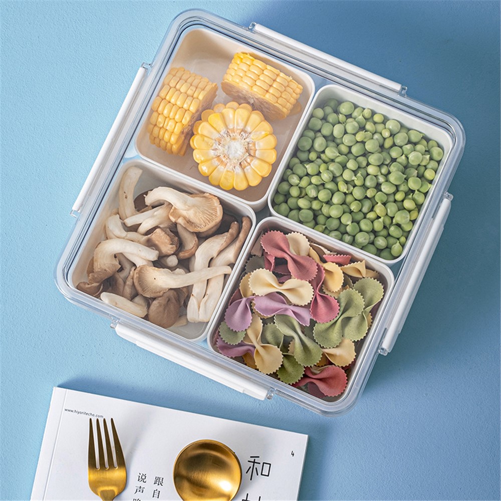 YM-6424-1 20PCS Refrigerator Organizer Bins Detachable 4-Grid Fridge Food Storage Bins Organizer Boxes (No FDA Certificate, BPA-free)-3