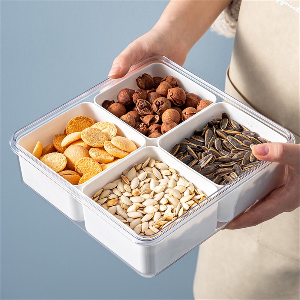 YM-6424-1 20PCS Refrigerator Organizer Bins Detachable 4-Grid Fridge Food Storage Bins Organizer Boxes (No FDA Certificate, BPA-free)-5