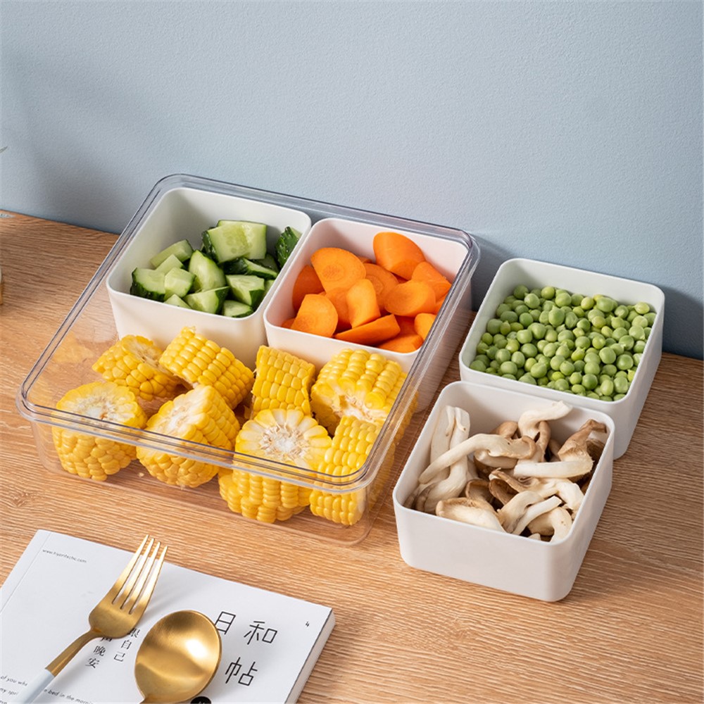 YM-6424-1 20PCS Refrigerator Organizer Bins Detachable 4-Grid Fridge Food Storage Bins Organizer Boxes (No FDA Certificate, BPA-free)-6