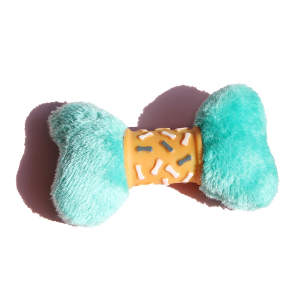 TG-CTOYO63 Plush + Vinyl Bone Shape Pet Chewing Toy Squeaky Dog Bite Catch Toy - Green-1