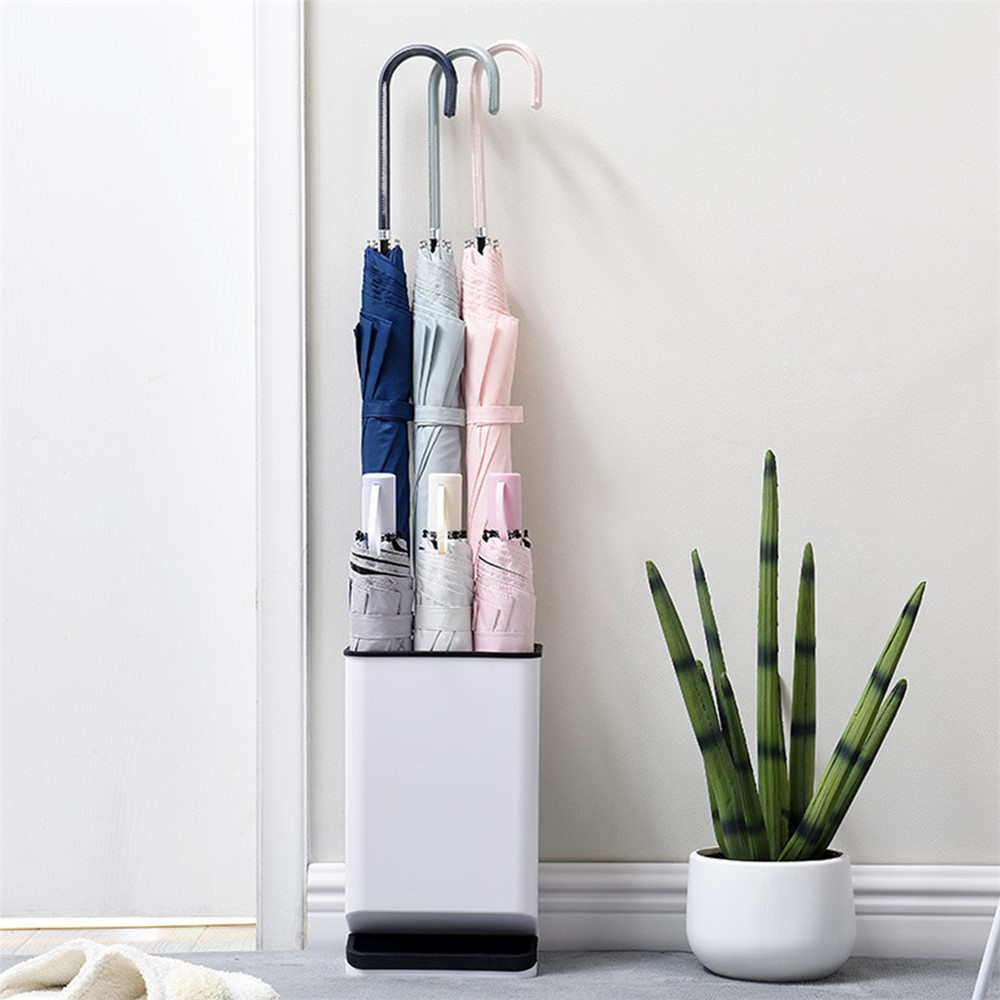 Umbrella Stand with Drip Tray 6 Holes Umbrella Holder Stand Plastic Detachable Umbrella Storage Rack - Black-12