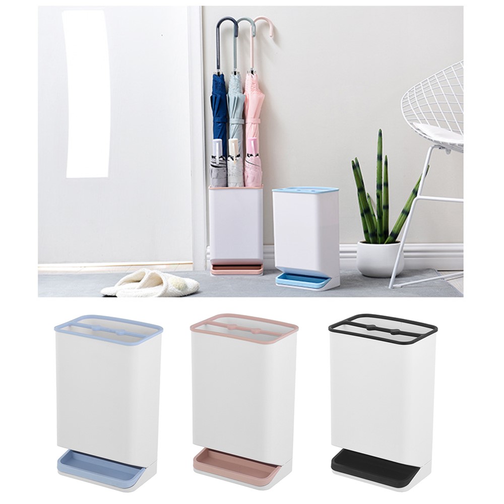 Umbrella Stand with Drip Tray 6 Holes Umbrella Holder Stand Plastic Detachable Umbrella Storage Rack - Black-13