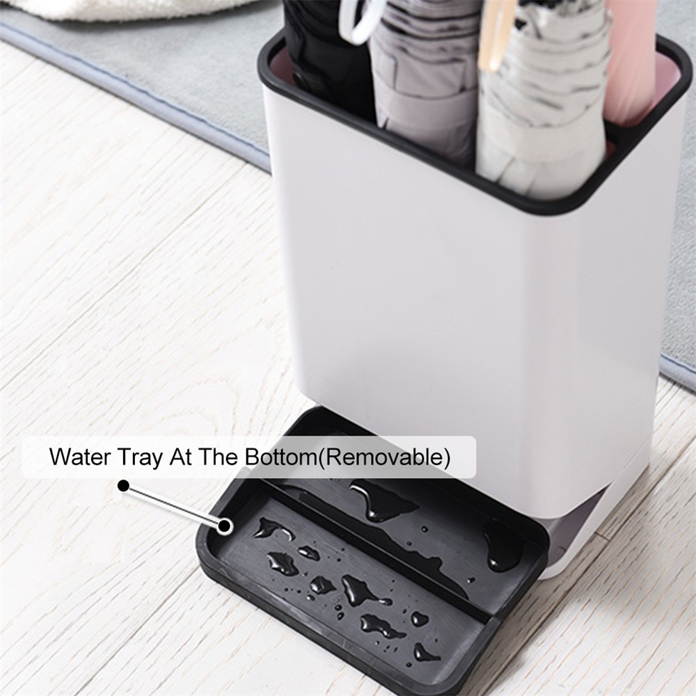 Umbrella Stand with Drip Tray 6 Holes Umbrella Holder Stand Plastic Detachable Umbrella Storage Rack - Black-6