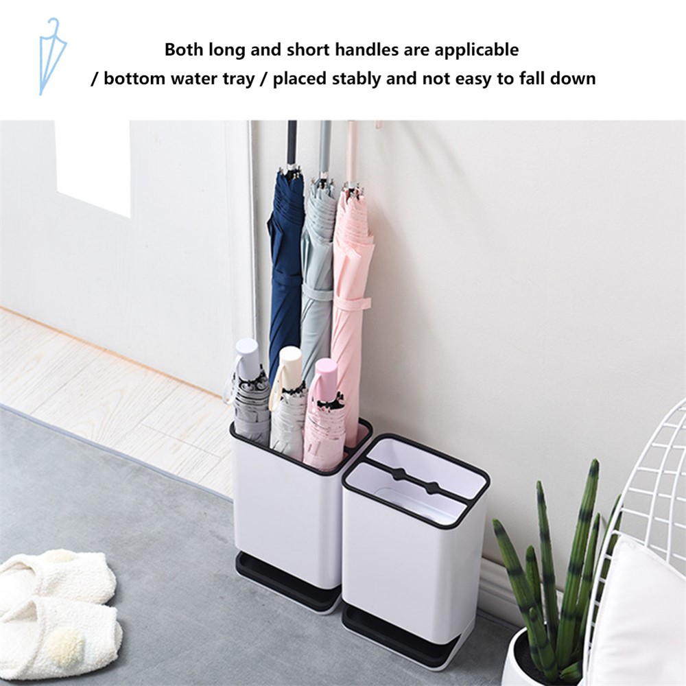 Umbrella Stand with Drip Tray 6 Holes Umbrella Holder Stand Plastic Detachable Umbrella Storage Rack - Black-9