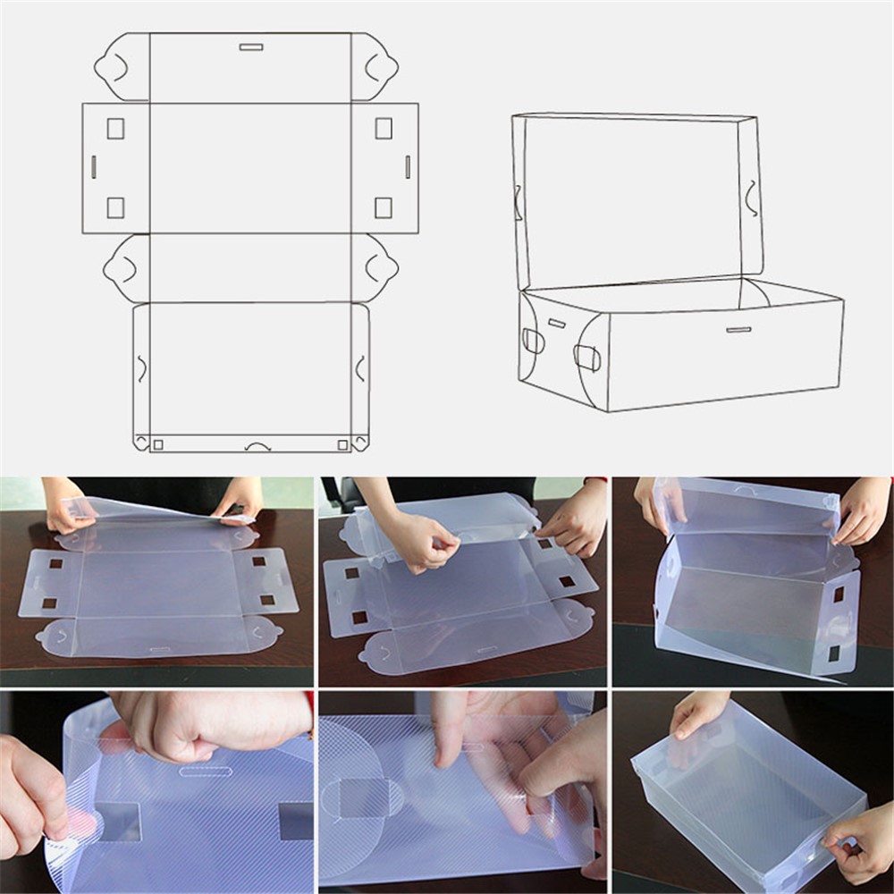Foldable Shoe Storage Box Dust-proof Clear Thicken Plastic Stackable Shoe Organizer, Size L (for Man)-11