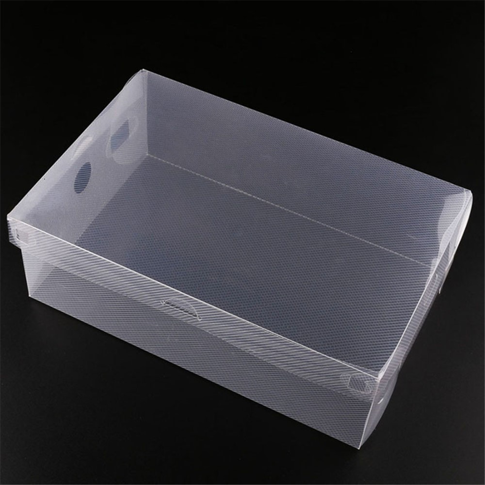 Foldable Shoe Storage Box Dust-proof Clear Thicken Plastic Stackable Shoe Organizer, Size L (for Man)-5