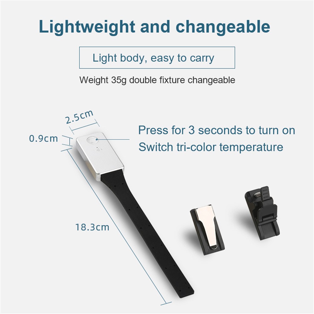 USB Reading Light 3 Color Adjustable Brightness Mini Eye-protection LED Lamp with Clamp for Laptop Computer PC-3