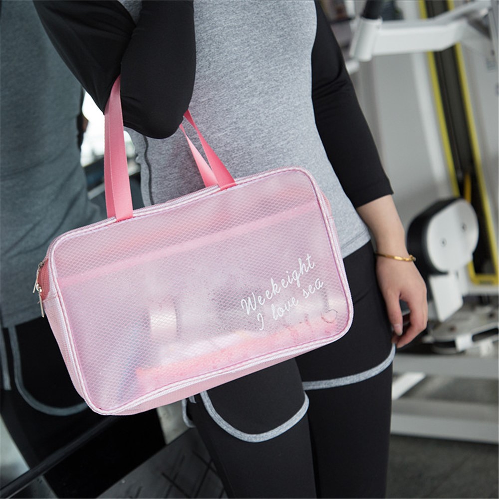 WEEKEIGHT Large Size Portable Waterproof Makeup Toiletry Bag Travel Fitness Swimming Storage Bag - Pink/Breathable Type-2
