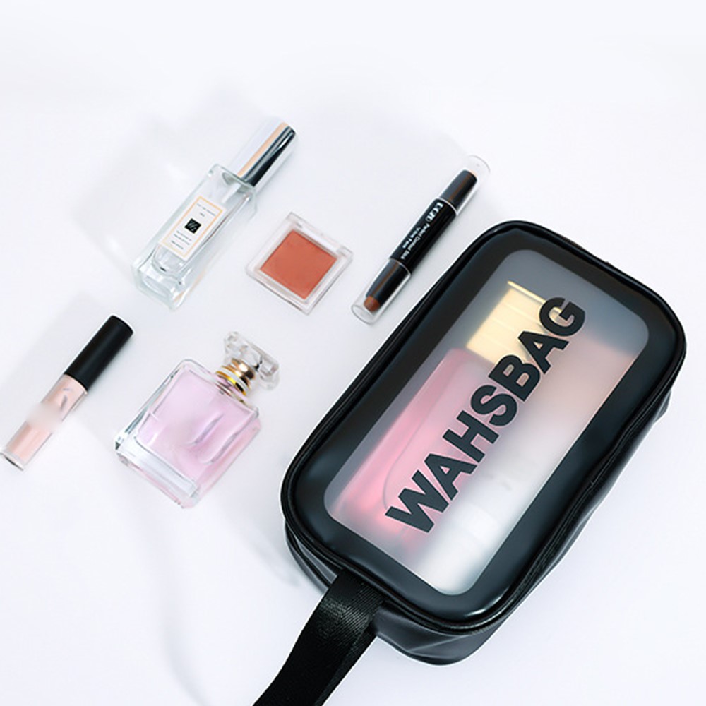 Cosmetics Bag PVC+TPU Toiletry Bag Travel Bag Waterproof Tote Bag for Travel Hiking Trip Camping Gym, Size: M - Black-7