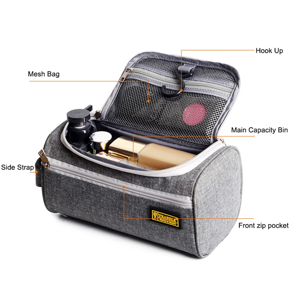 TRABELE TSN0723 Travel Toiletry Bag Portable Waterproof Hanging Cosmetic Organizer Bag Perfect Traveling Accessory Toiletries - Grey-5