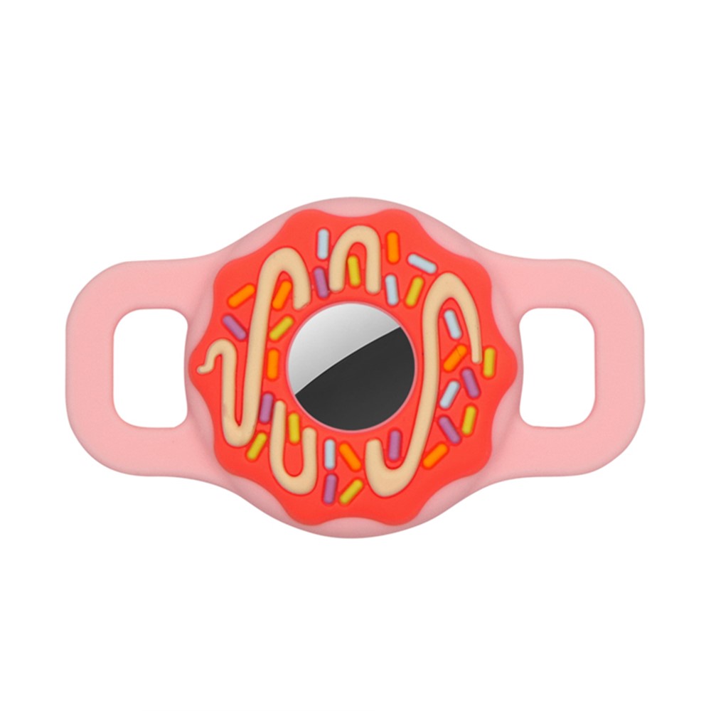 Doughnut Silicone Cover for AirTag Bluetooth Tracker Protective Case for Dogs/Cats Pets (Size: S) - Pink-2