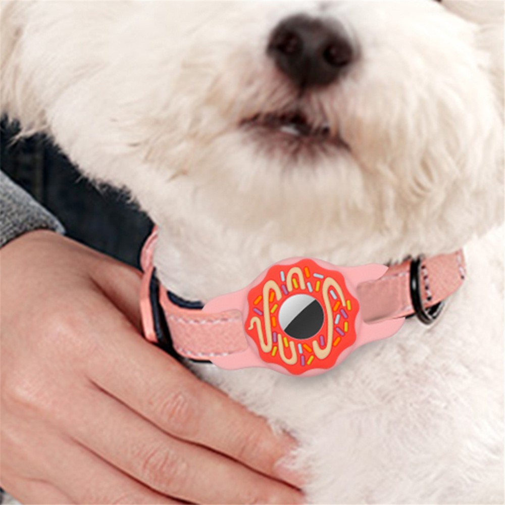 Doughnut Silicone Cover for AirTag Bluetooth Tracker Protective Case for Dogs/Cats Pets (Size: S) - Pink-9