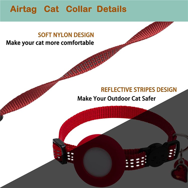 Для Airtag Воротника GPS Tracker Silicone Protective Cover с Подвеской в ​​форме и Форме Сердца - Красный-2