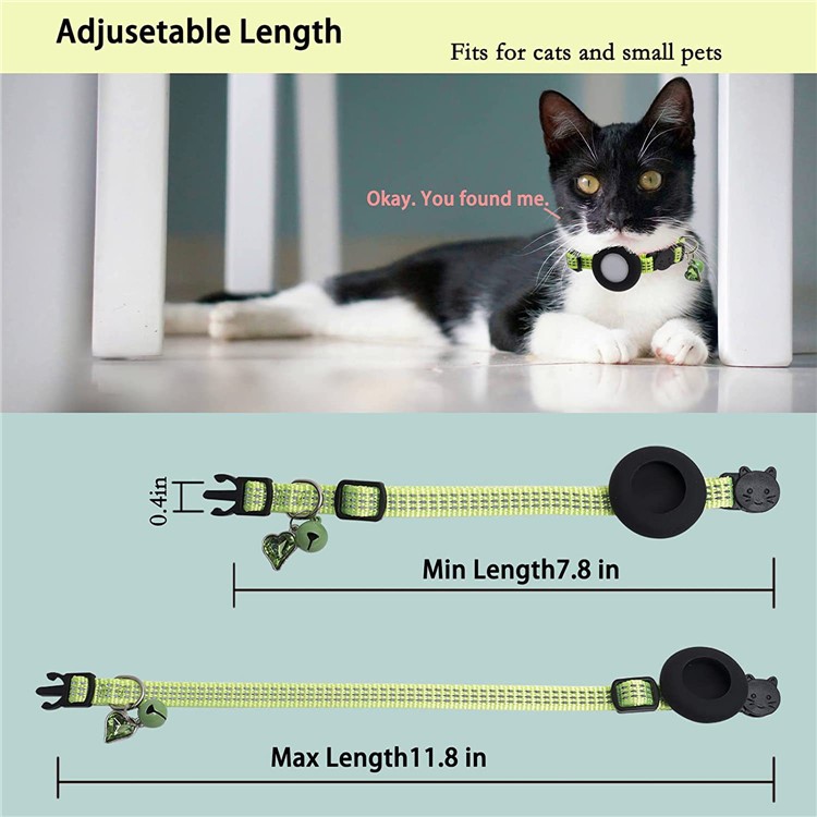 Para Airtag Pet Collar GPS Tracker Silicone Protective Cover Com Pingente de Sino e Forma de Coração - Verde-5