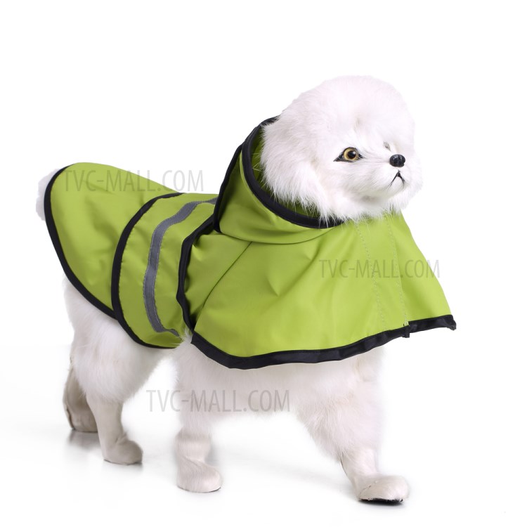Hooded Pet Dog Raincoat Jacket Rain Poncho Rainwear with Reflective Stripes - Green/XL-1