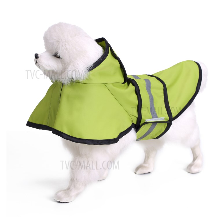 Hooded Pet Dog Raincoat Jacket Rain Poncho Rainwear with Reflective Stripes - Green/XL-5