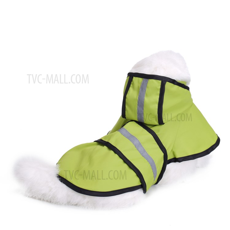 Hooded Pet Dog Raincoat Jacket Rain Poncho Rainwear with Reflective Stripes - Green/XL-9